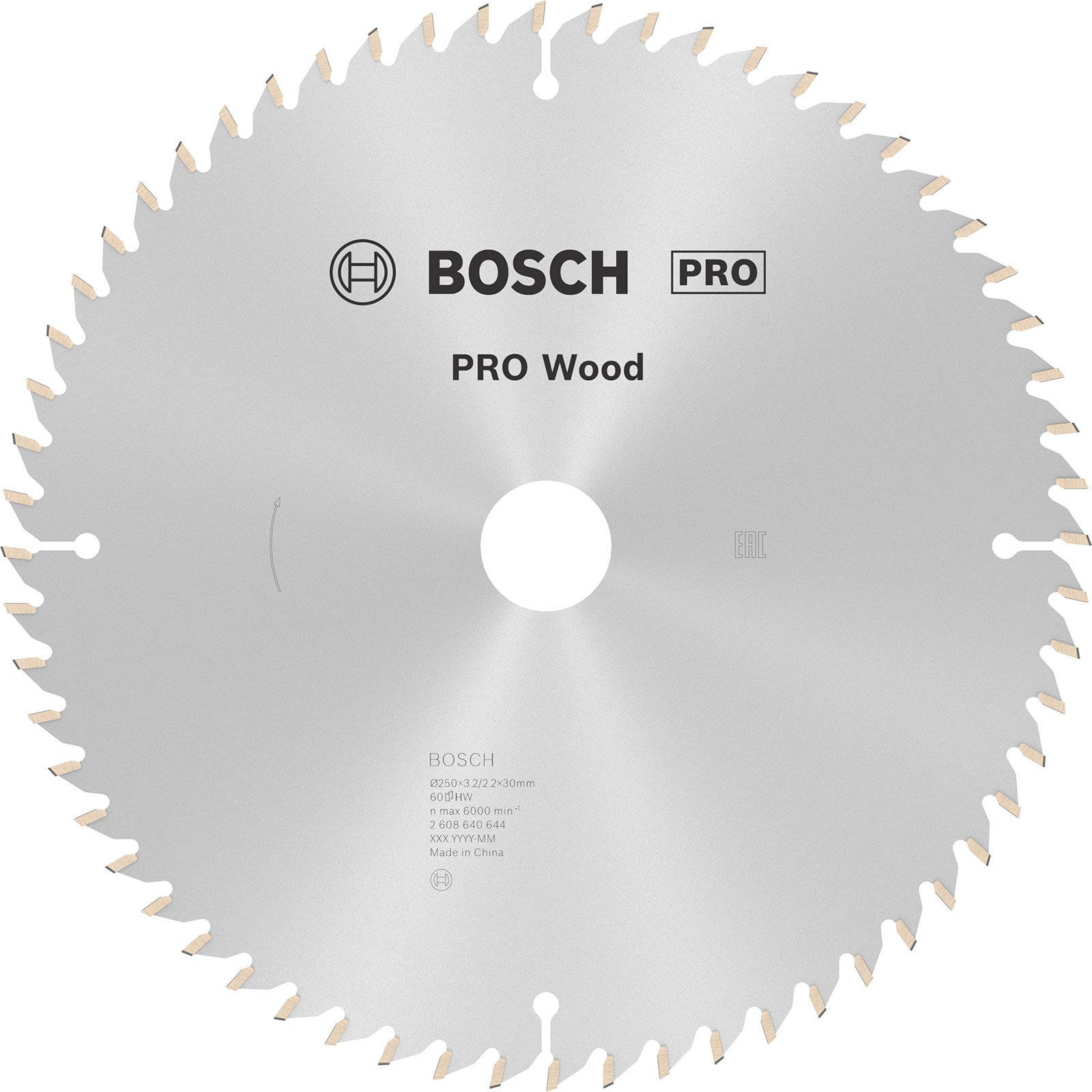 Bosch PRO Wood Kreissägeblatt 250 x 3,2 x 30 mm - 2608640644
