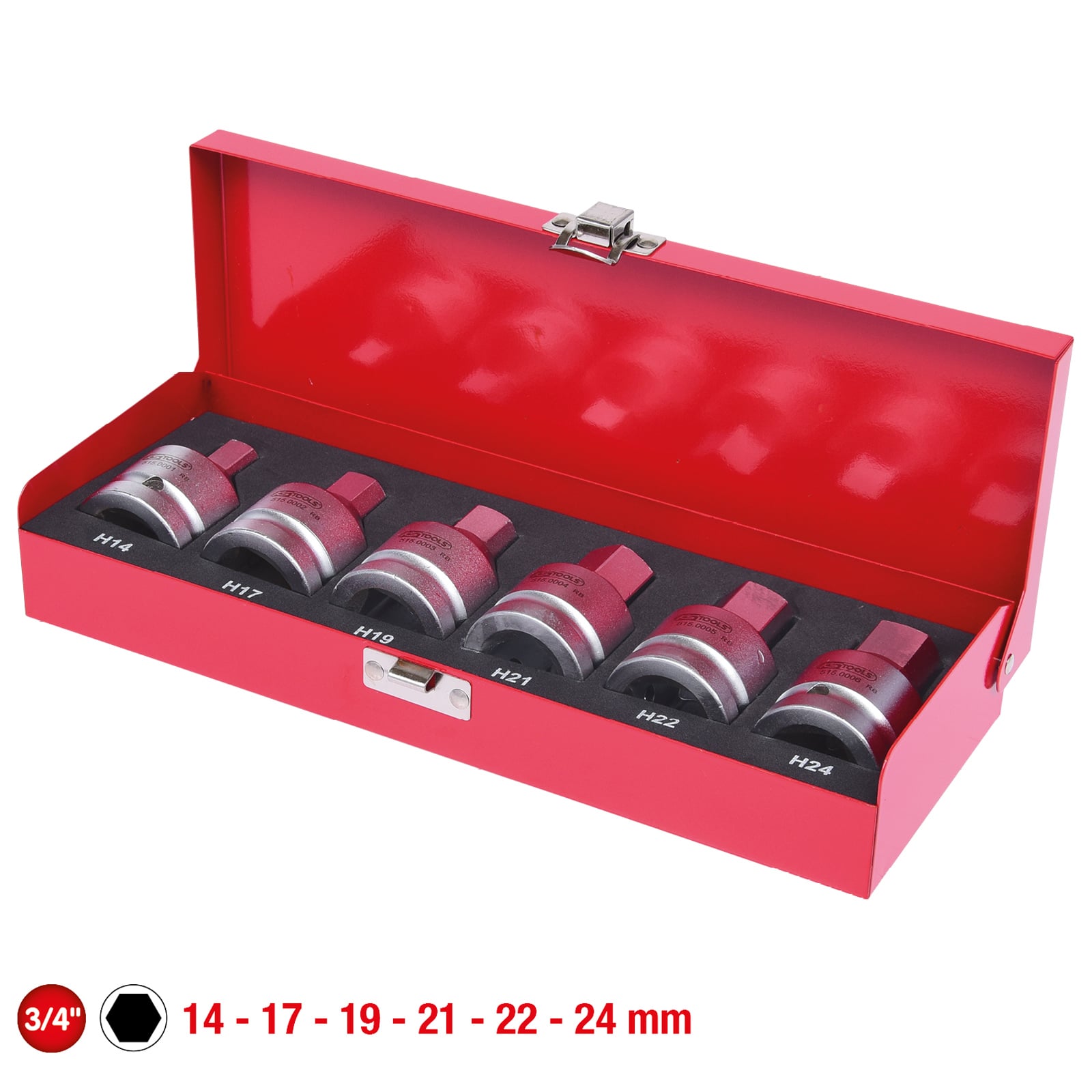 KS TOOLS 3/4" Kraft-Bit-Stecknuss-Satz 6tlg. 14-24 mm - 515.0000