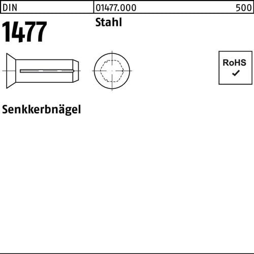 Senkkerbnagel DIN 1477 4x 10 Stahl 500 Stück