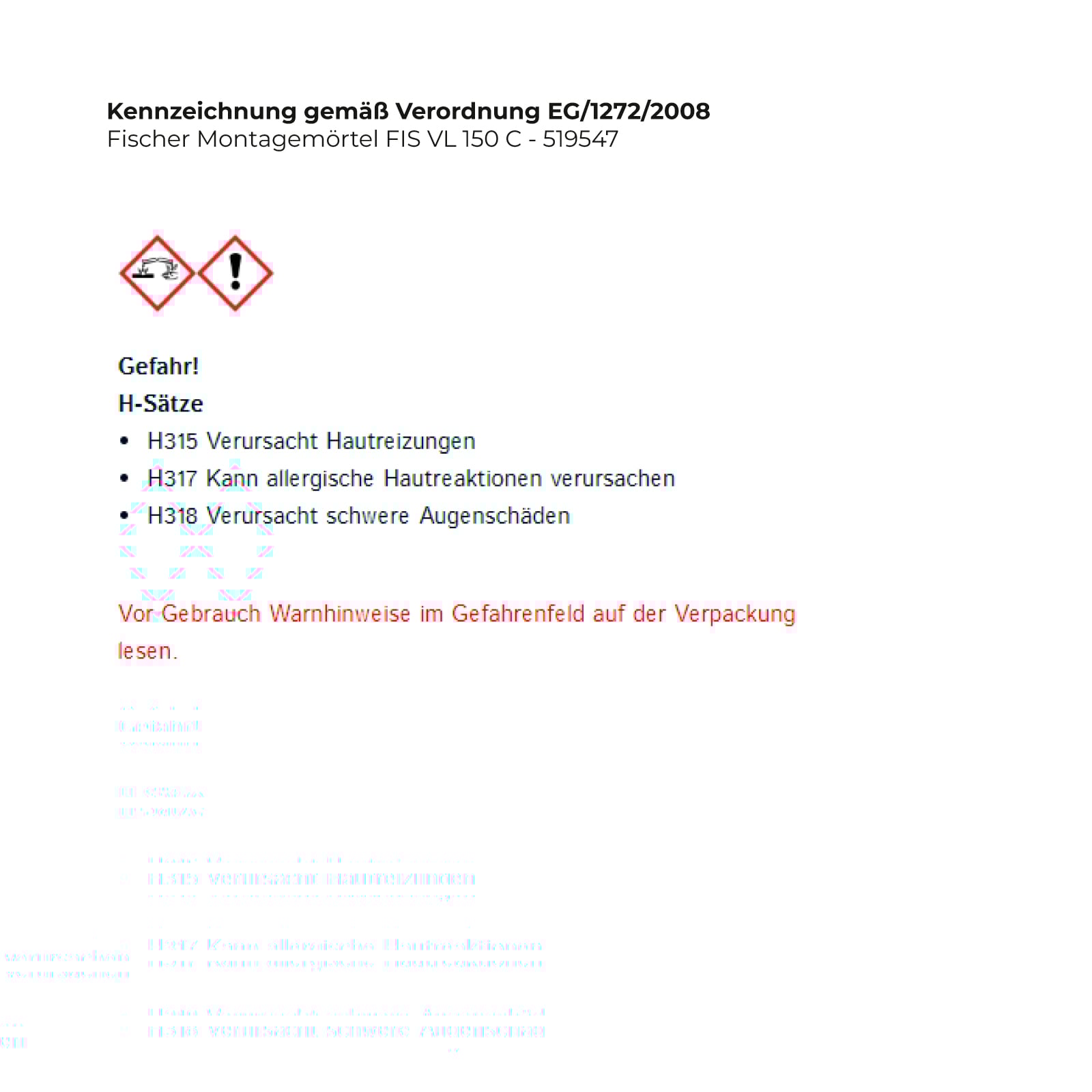 Fischer Montagemörtel FIS VL 150 C - 519547