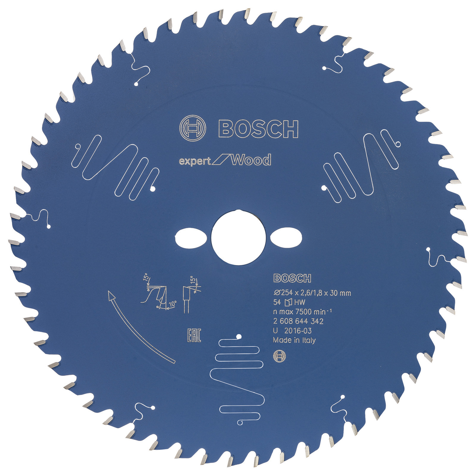 Bosch Kreissägeblatt Expert for Wood für Tischkreissägen 254 x 30 x 2,6 mm 54 - 2608644342