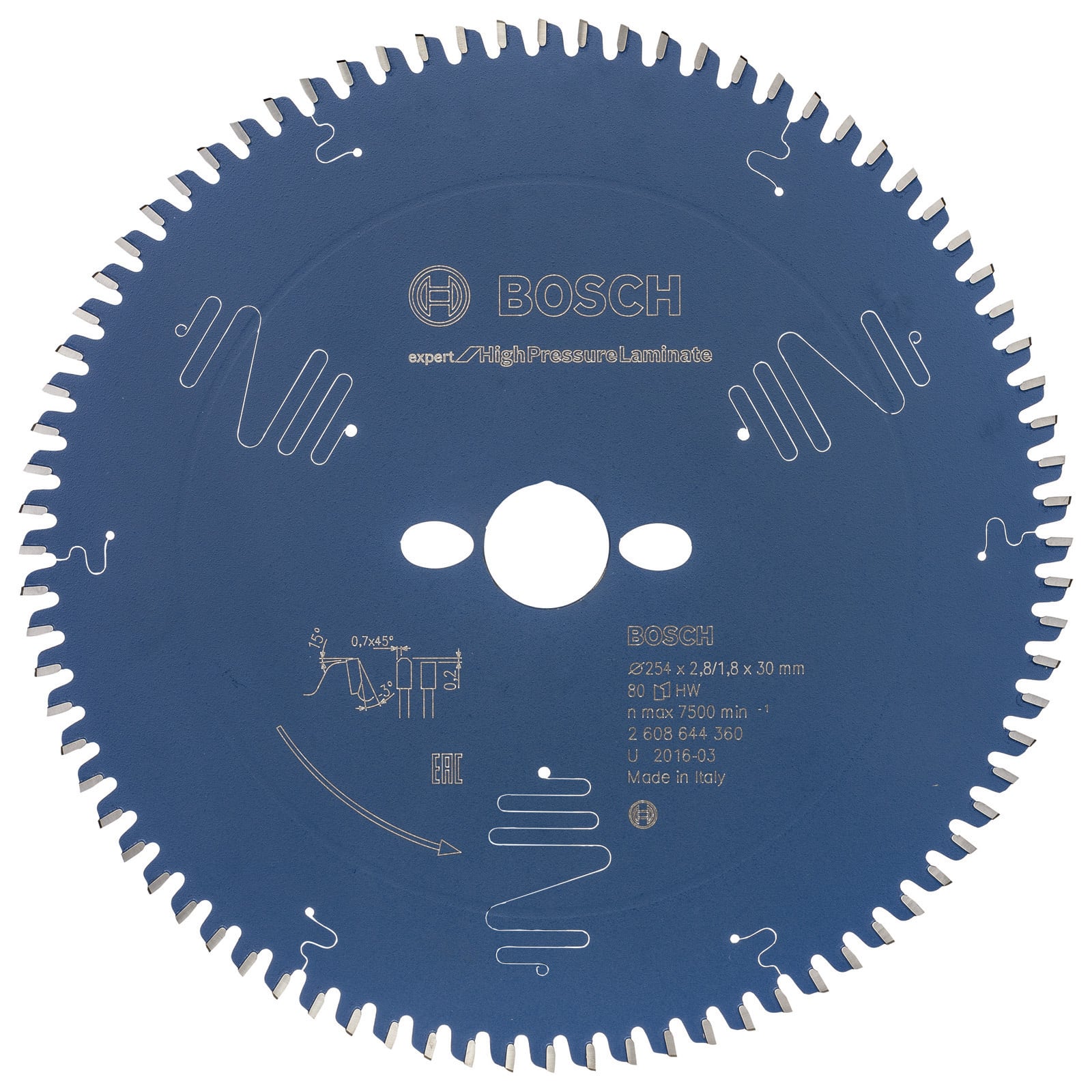 Bosch Kreissägeblatt Expert for High Pressure Laminate für Kapp- und Gehrungssägen 254 x 30 x 2,8 mm 80 - 2608644360