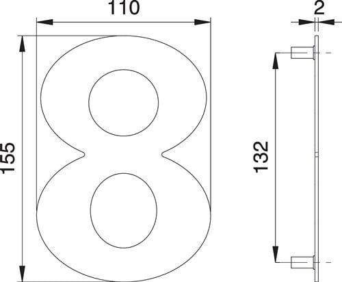 edi Hausnummer Ziffer 8 VA ma 150mm B.110mm - 2508/0000/00