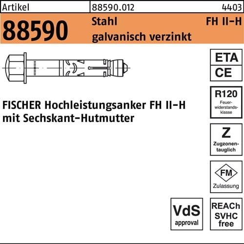 Hochleistungsanker R 88590 FH II 10/10 H Stahl galv.verz. 50St. FISCHER