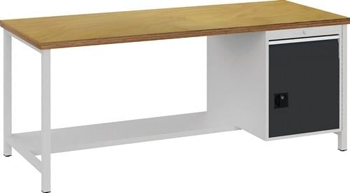 BEDRUNKA+HIRTH Werkbank grau lichtgrau B2000xH859xT750mm Buche Multiplex 40mm 1 Schubl.1 Tür - 03.19.12AV 7035/7016