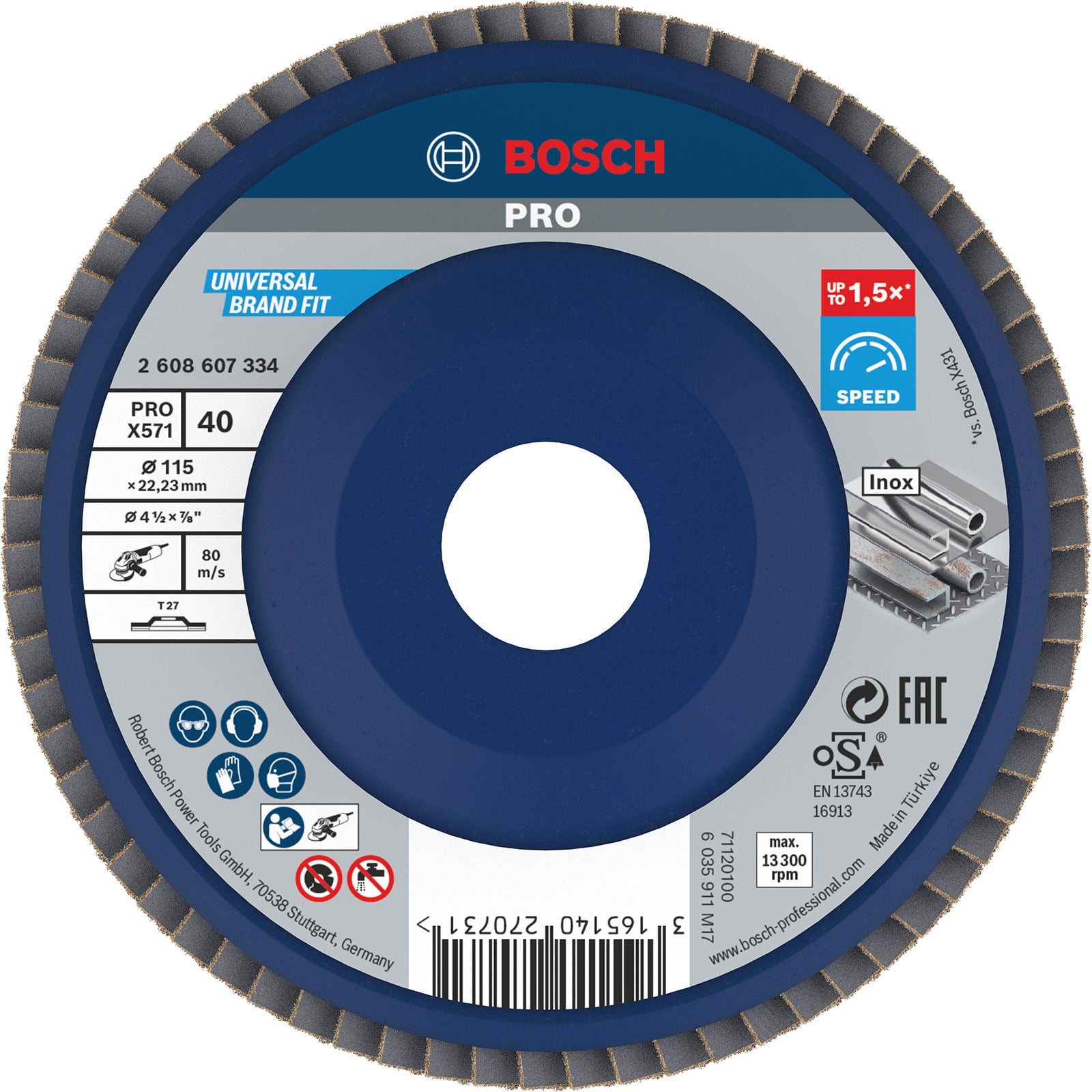 Bosch PRO X571 Fächerschleifscheibe 115 mm G40 - 2608607334