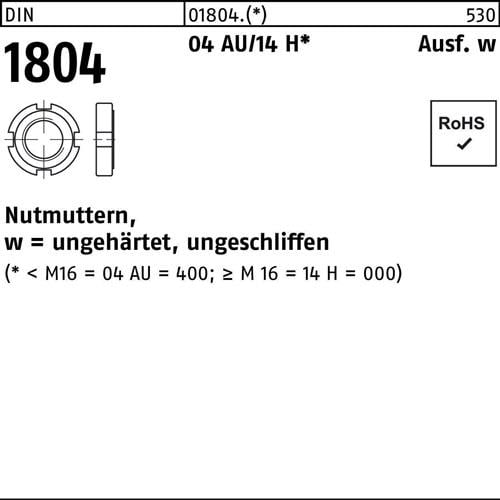 Nutmutter DIN 1804 M 50 x 1,5 Automatenstahl/14 H 10 Stück
