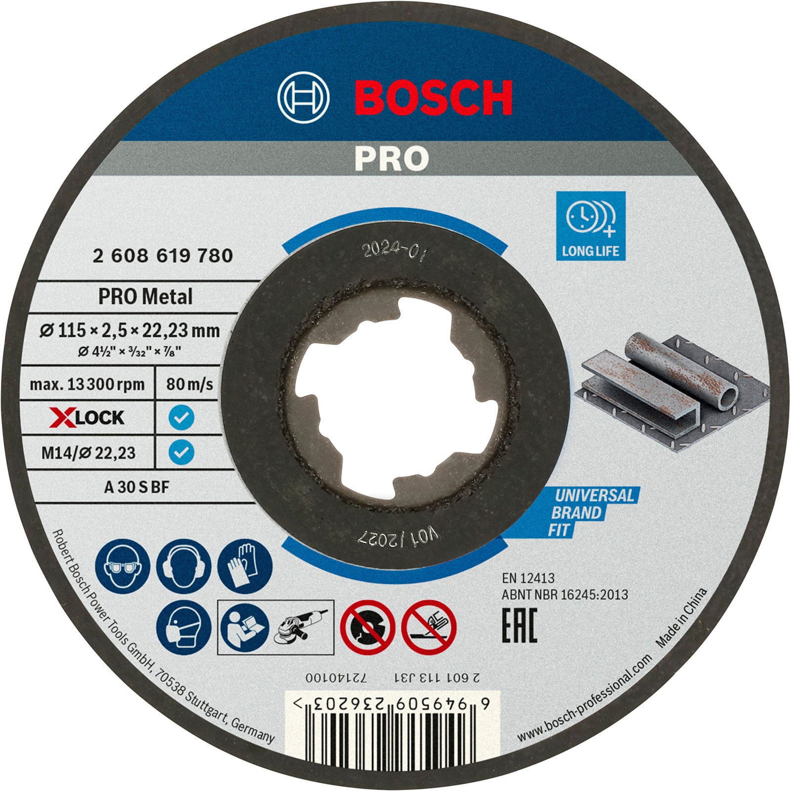 Bosch PRO Metal X-Lock Trennscheibe 115 x 2,5 x 22,23 mm - 2608619780