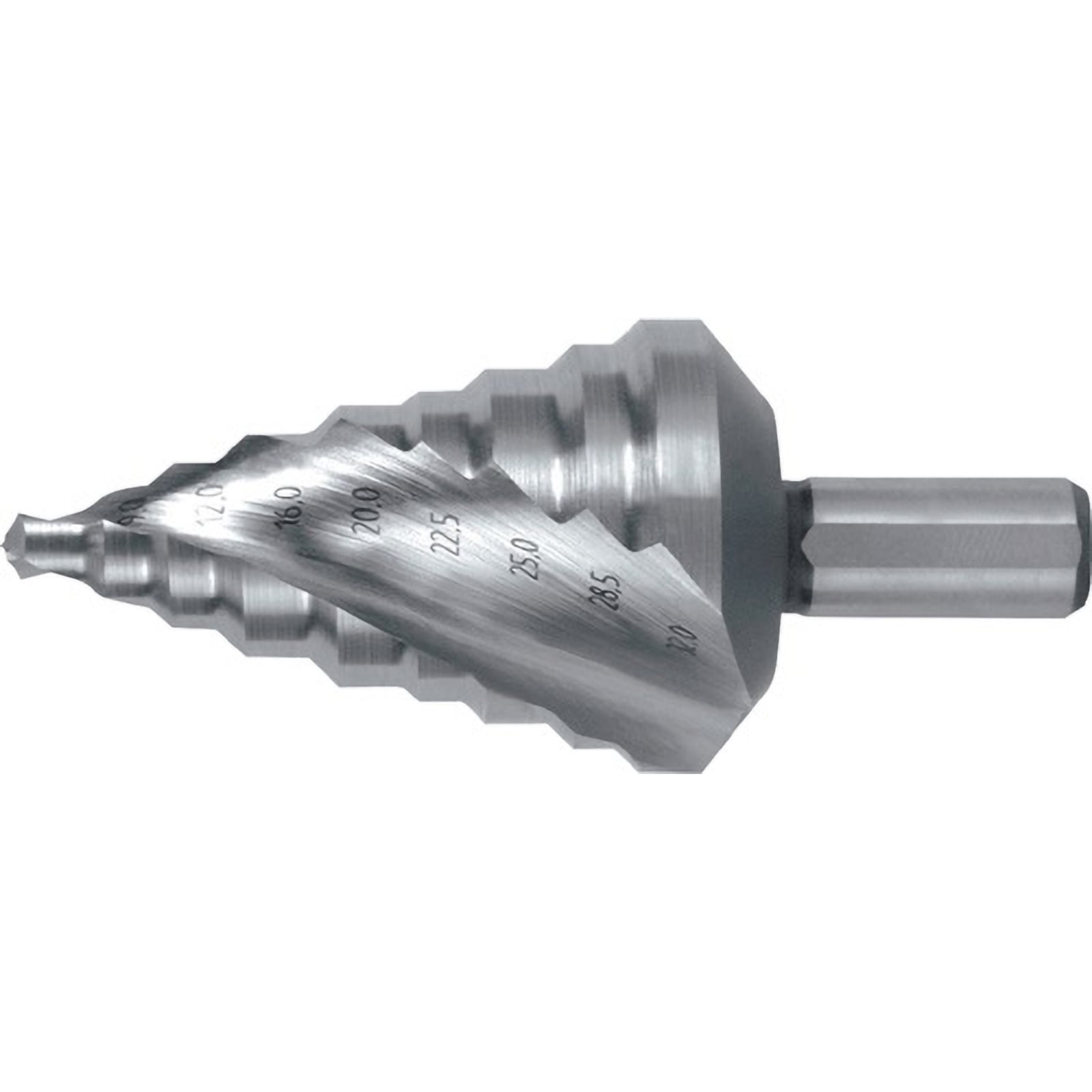 RUKO Stufenbohrer HSS spiralgenutet mit Kreuzanschliff 12 Stufen Ø 6 - 32 mm - 101096