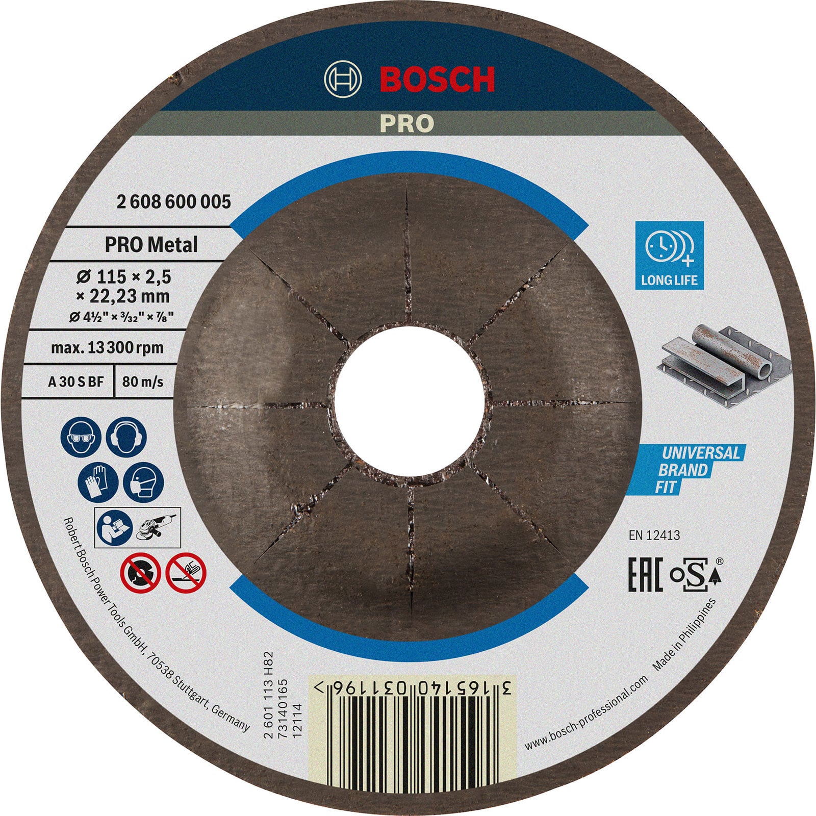 Bosch PRO Metal Trennscheibe 115 x 2,5 x 22,23 mm - 2608600005