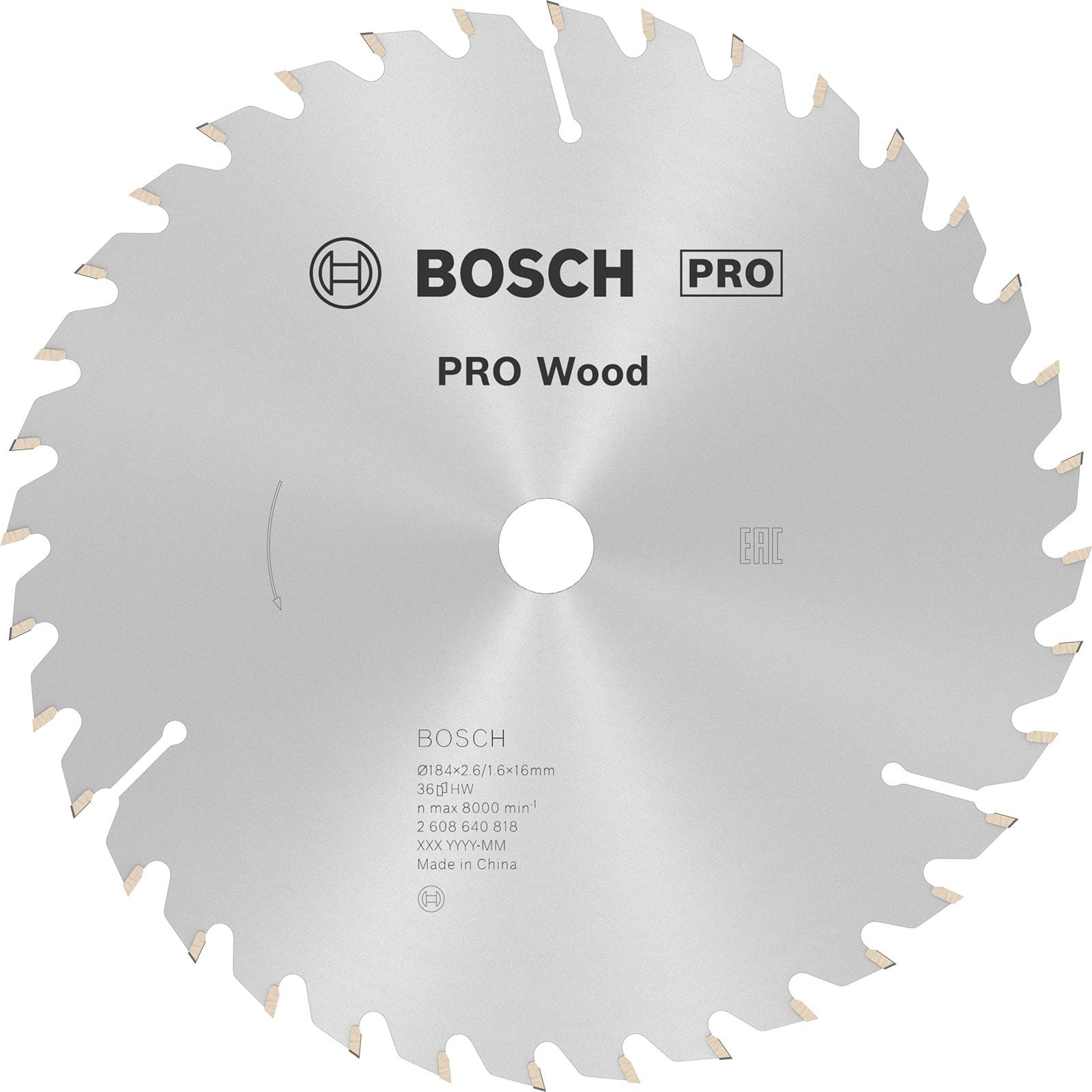 Bosch PRO Wood Kreissägeblatt 184 x 2,6 x 16 mm - 2608640818