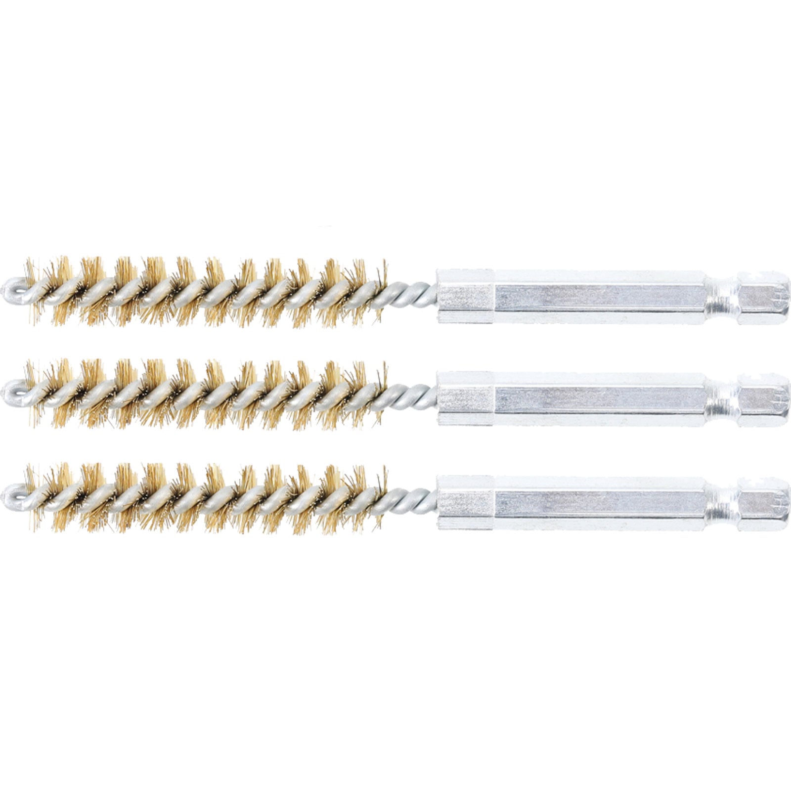 BGS Messingbürste 9 mm Antrieb Außensechskant 6,3 mm (1/4") 3tlg. - 3078-9-M