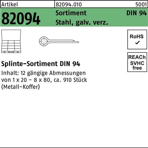 Splintensortiment DIN 94 910tlg. Stahl galv.verz. 1 Stück