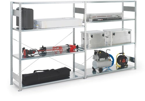 META Großfachsteckregal H2000xB1700xT400mm Anbauregal verz.silber 4 Stahlböden - 9000452713