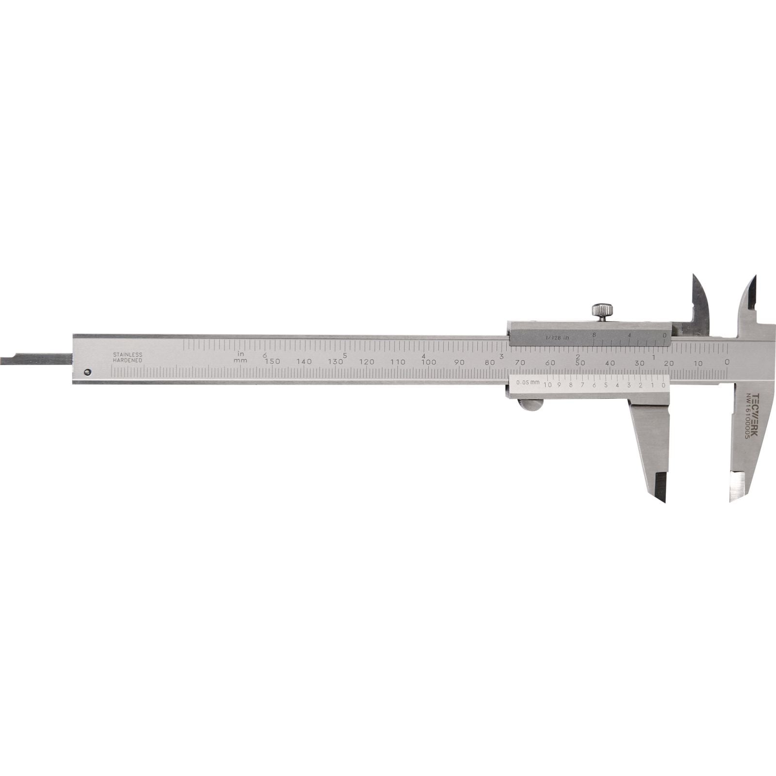 Taschenmessschieber DIN 862 150mm m.Schr.eck.f.Linkshänder TECWERK