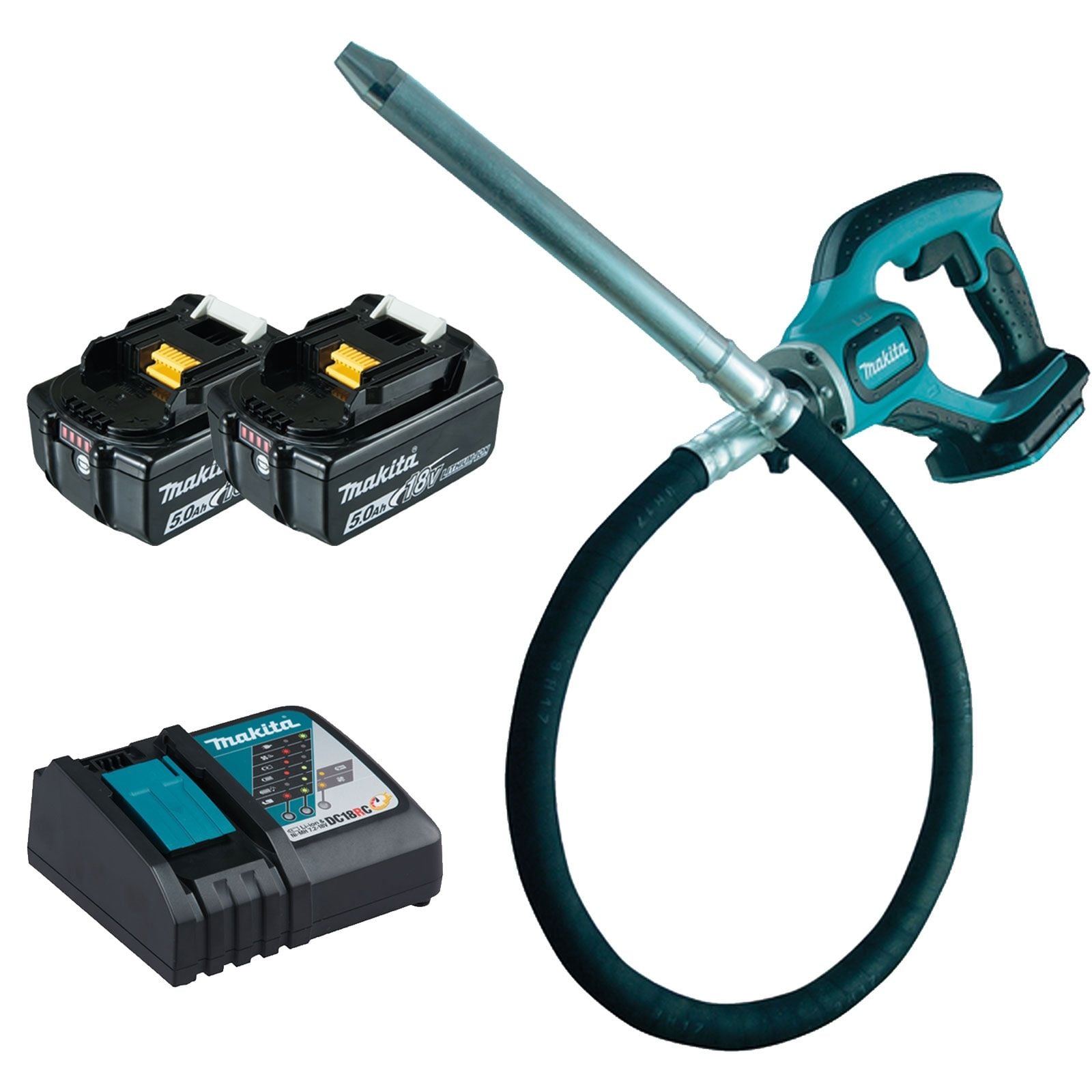 Makita DVR450RTE Akku-Betonverdichter 18 V / 2x 5,0 Ah Akku + Ladegerät Koffer