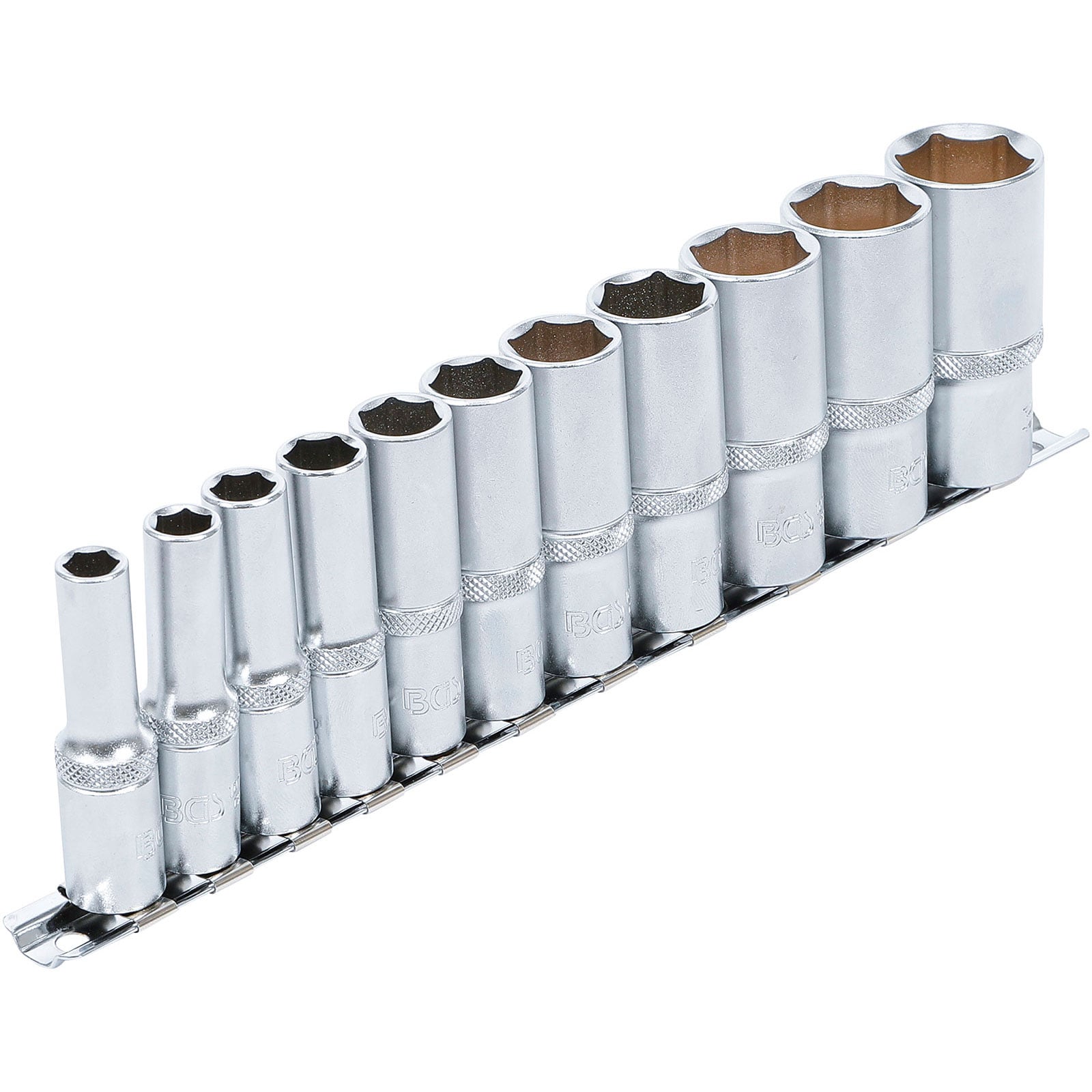 BGS Steckschlüssel-Einsatz-Satz Sechskant tief Antrieb Innenvierkant 10 mm (3/8") Zollgrößen 11tlg. - 2756