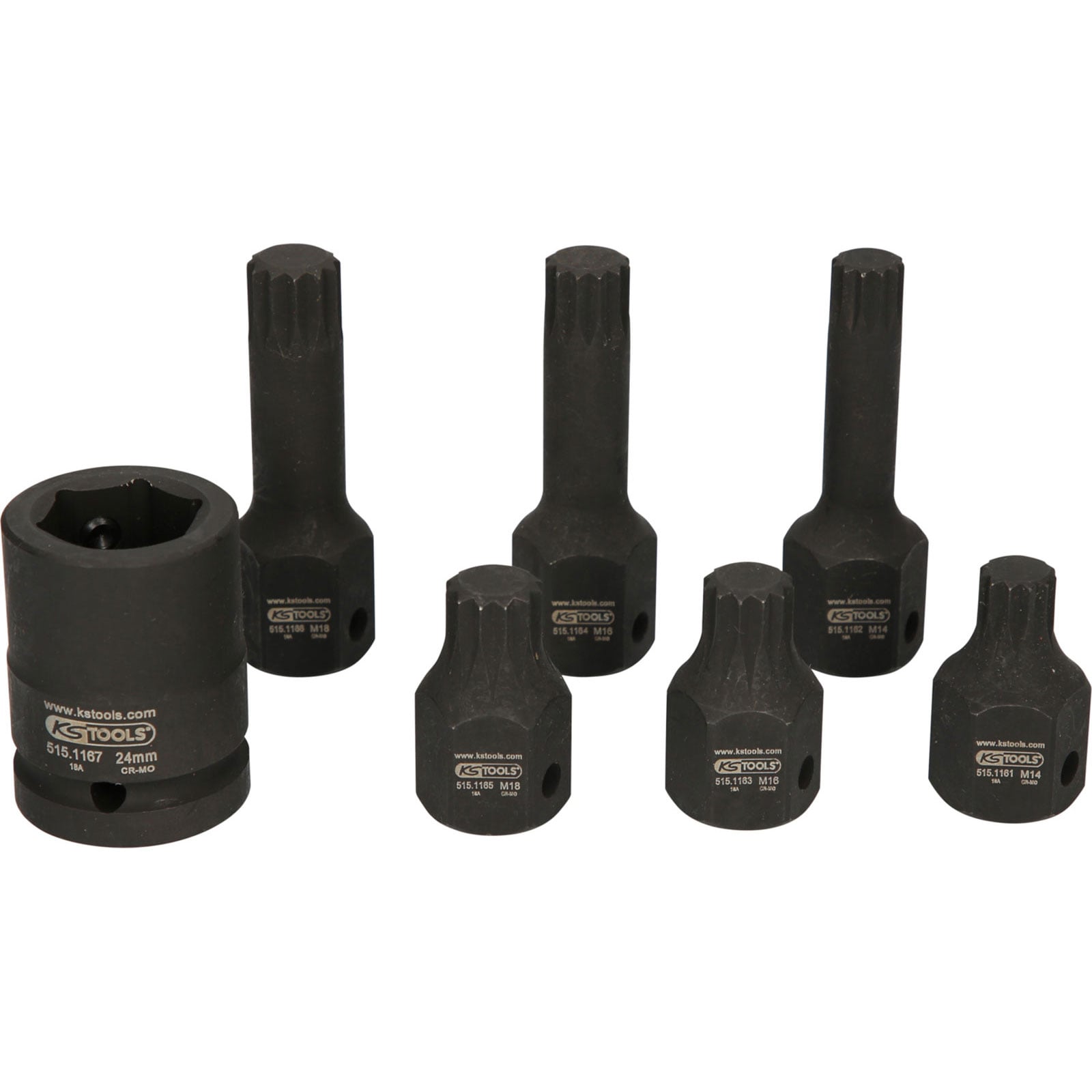 KS TOOLS 1/2" Spezial-Kraft-Bit-Stecknuss-Satz Vielzahn 7tlg. M14-M18 - 515.1160