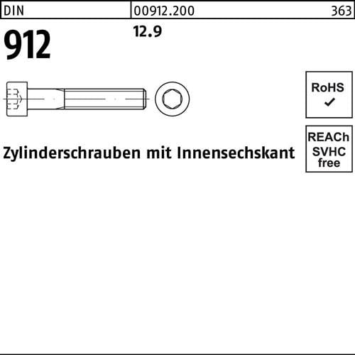 Zylinderschraube DIN 912 Innen-6kt M27x 60 12.9 10 Stück
