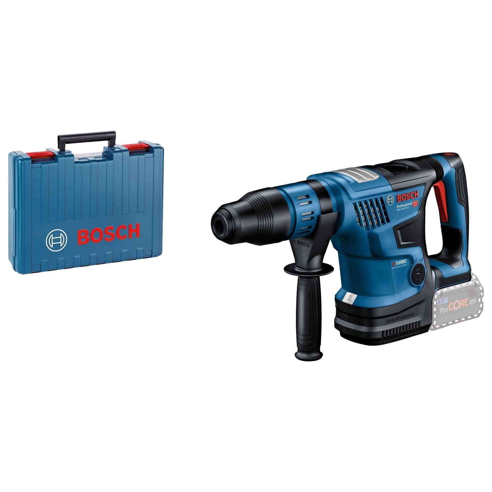 Bosch Akku-Bohrhammer BITURBO GBH 18V-36 C mit SDS max Solo inkl. Zubehör-Set im Koffer - 0611915001