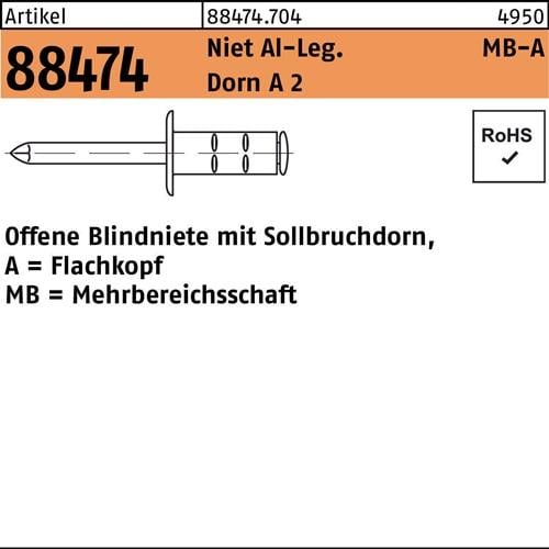 Blindniete R 88474 FLAKO 4,8x 17 Niet Aluminium/Dorn A 2 500 Stück GESIPA