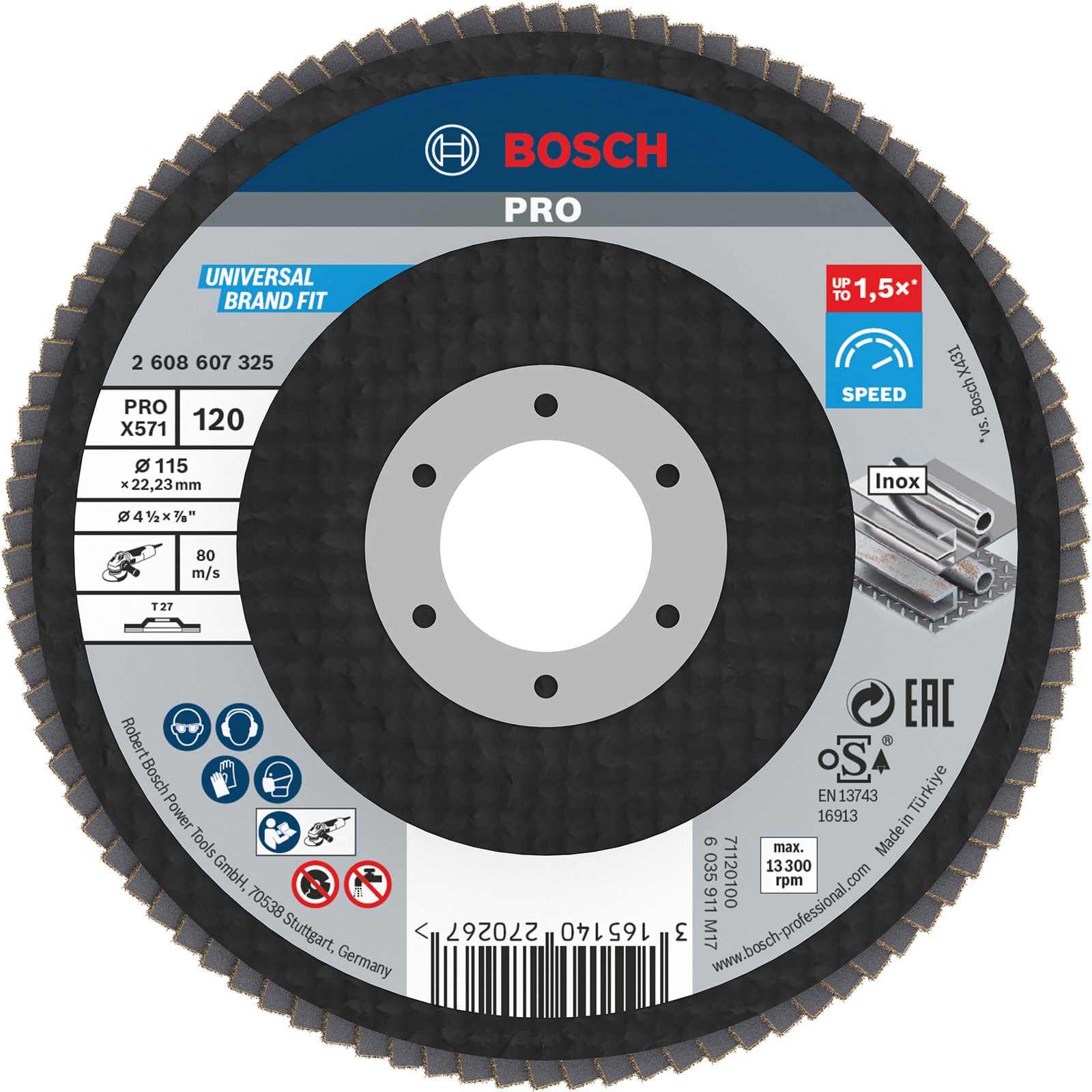 Bosch PRO X571 Fächerschleifscheibe 115 mm G120 - 2608607325