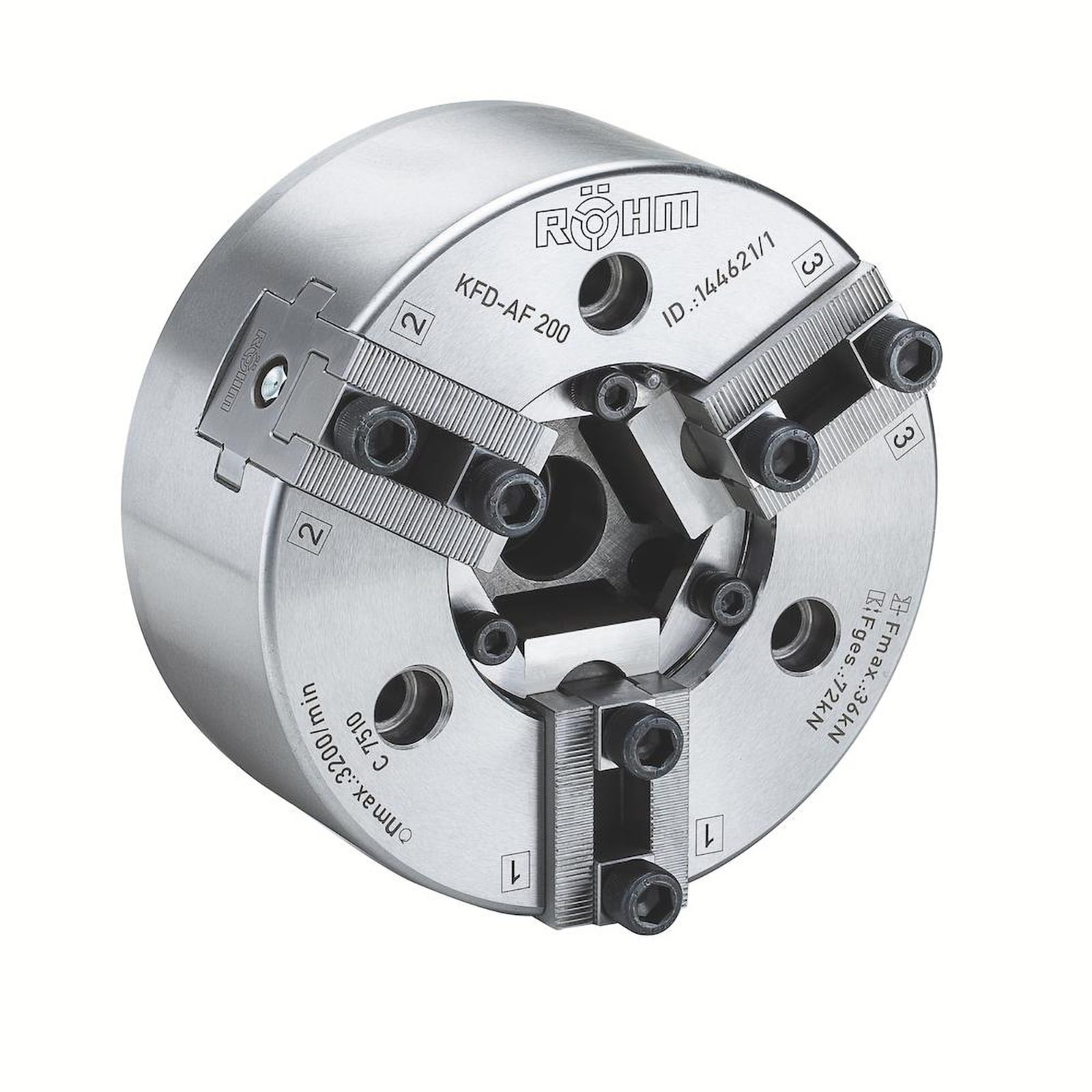 Röhm Kraftbetätigtes-Ausgleichsfutter KFD-AF, Größe 160, 3-Backen, Spitzverzahnung 90° - 144620