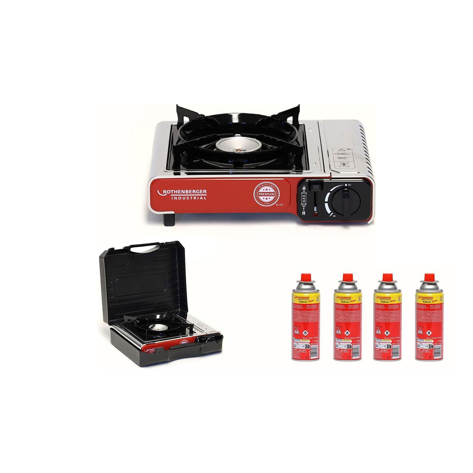 ROTHENBERGER Industrial Campingkocher 2,2 kW Premium RS 220 inkl. 4x RoButan 220 gr. - 1500004232