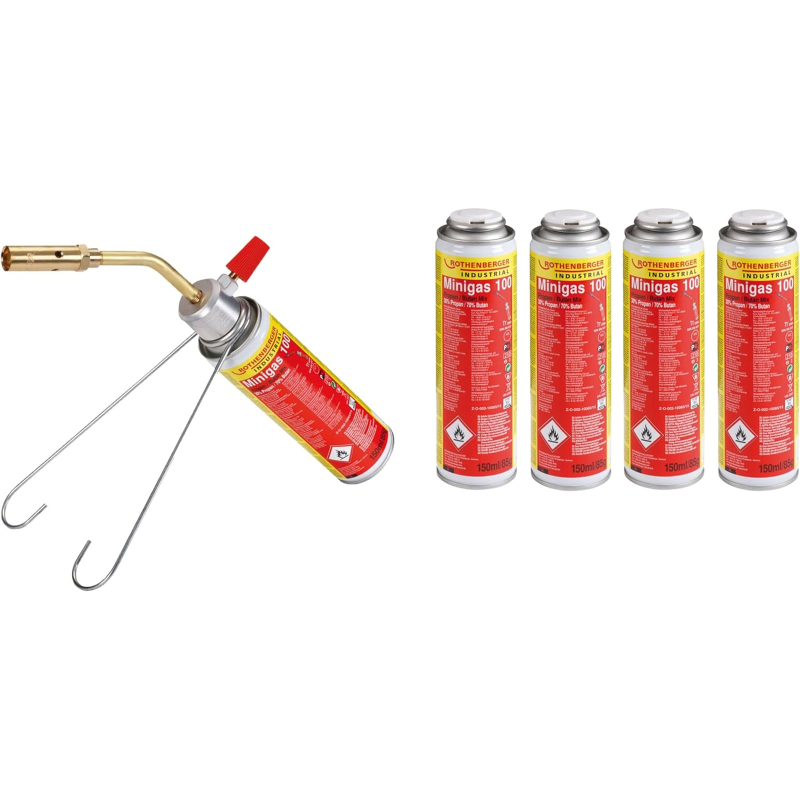 ROTHENBERGER Industrial 1x RoFire Mini SET 650°C + 4x Minigas 100 150ml - 1500005213