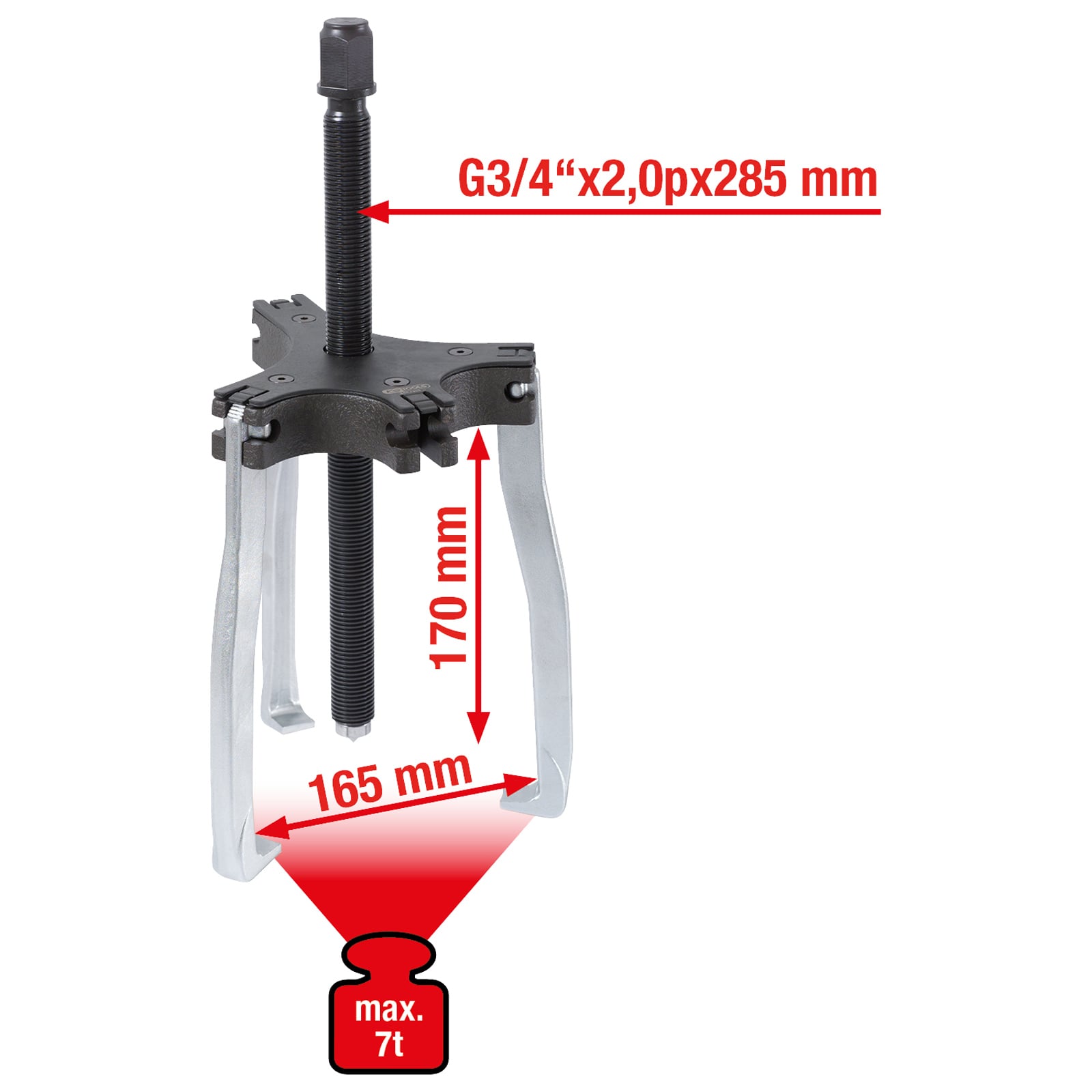 KS TOOLS Universal-Abzieher 2+3-armig 165 mm Gr.3 7t - 640.4205