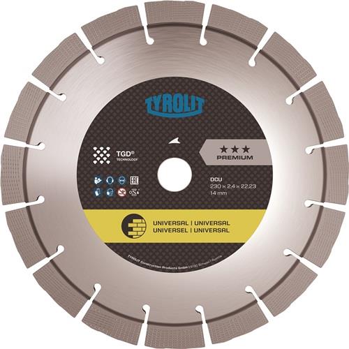 TYROLIT Diamanttrennscheibe Premium DCU D.230mm Bohr.22,23mm TGD Technologie 14mm - 34434386