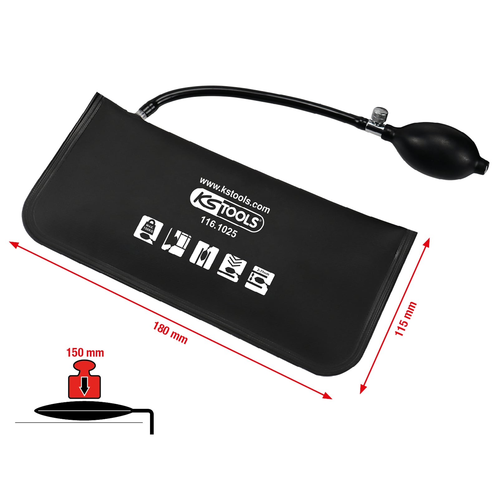 KS TOOLS Druckkissen mit Handpumpe 133 x 270 mm - 116.1025