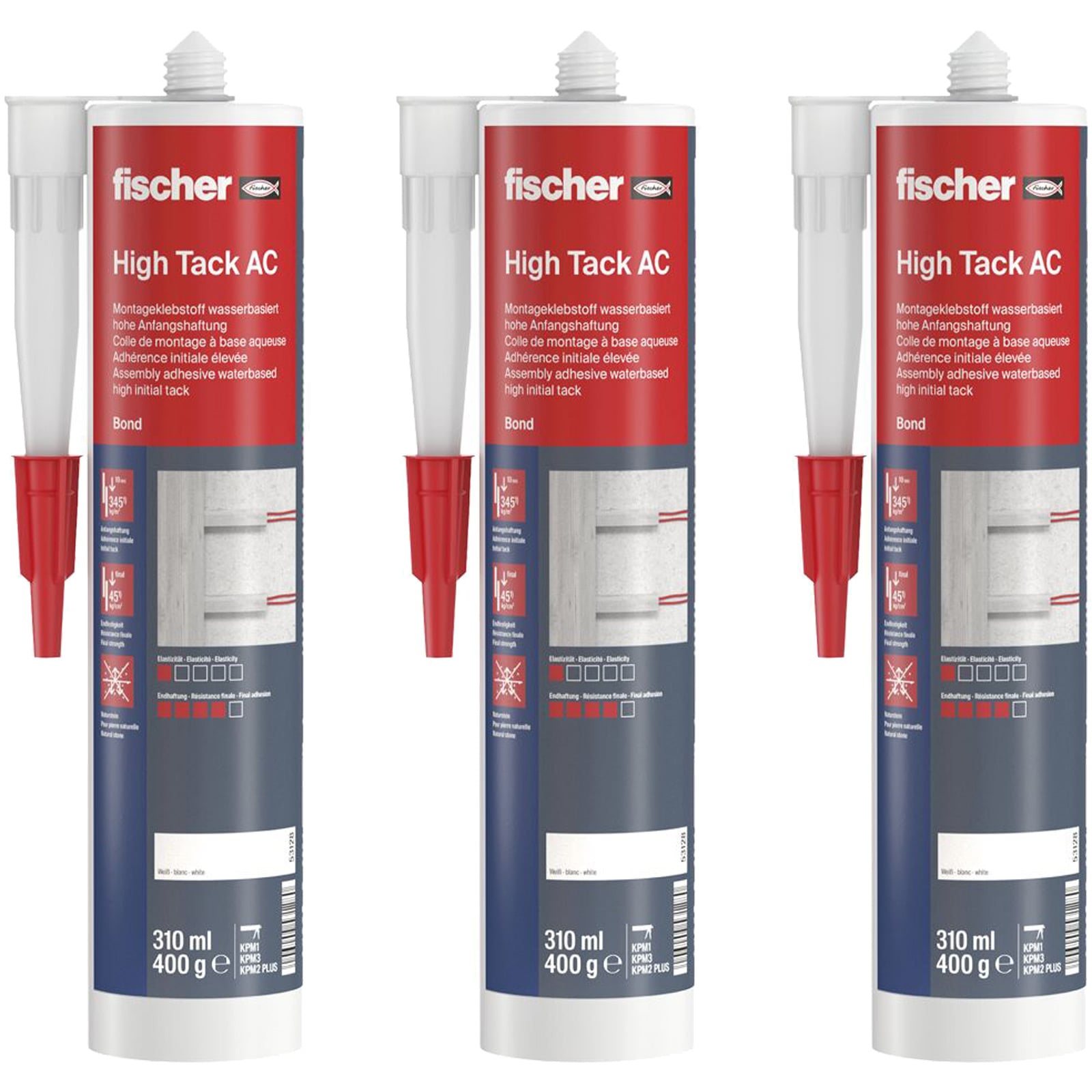 Fischer High Tack AC 310 weiß (3x 310 ml) - 573639
