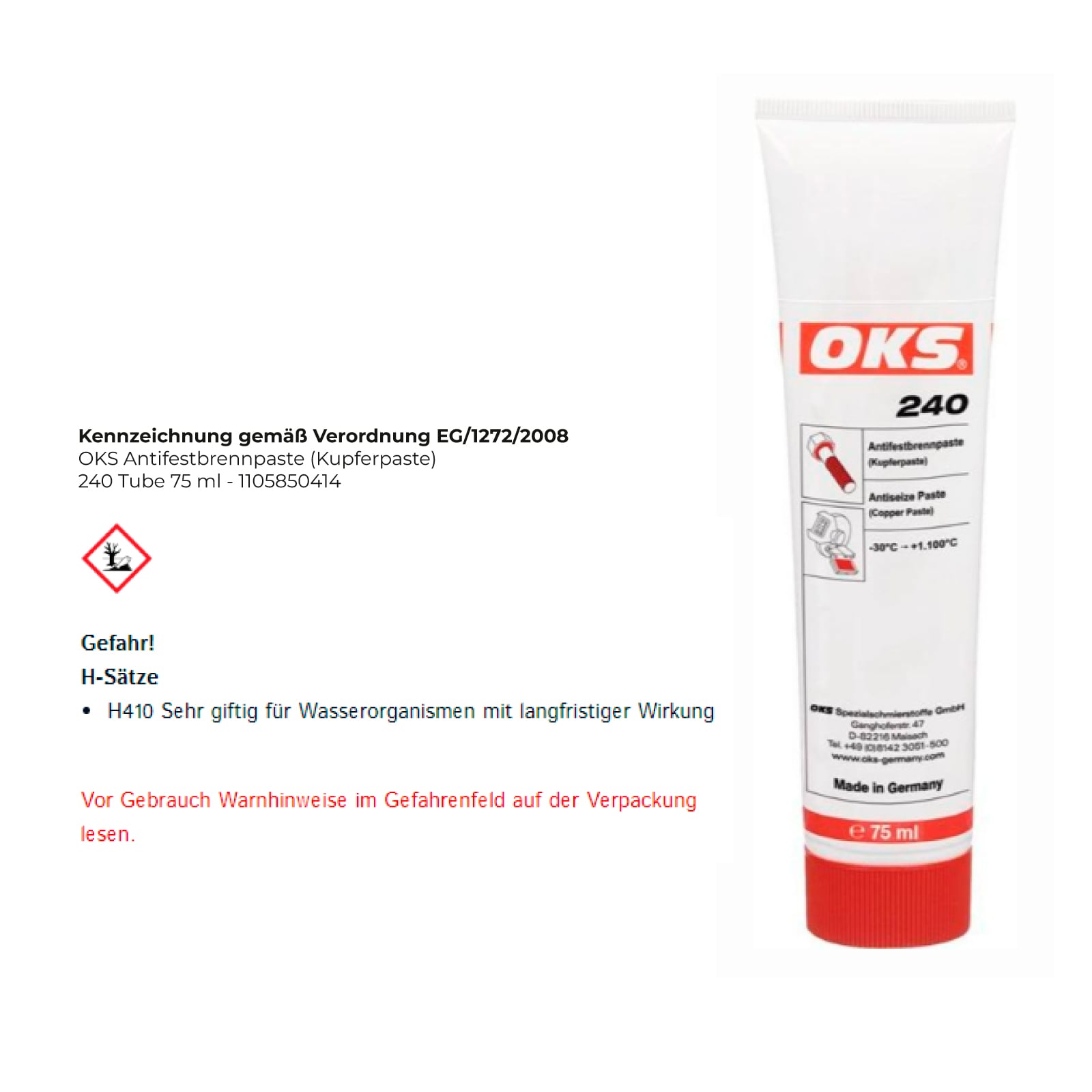 OKS Antifestbrennpaste (Kupferpaste) 240 Tube 75 ml - 1105850414