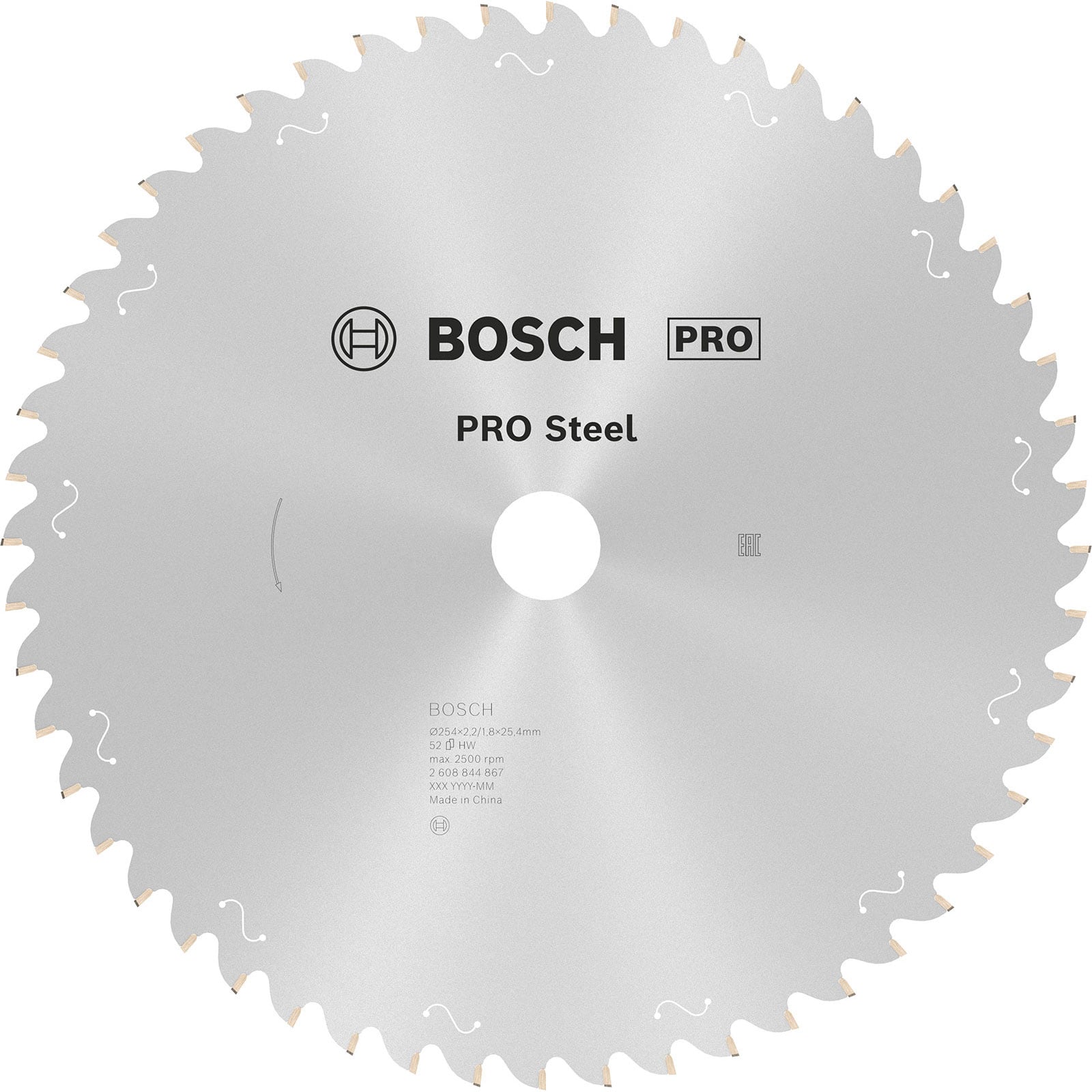 Bosch PRO Steel Sägeblatt für Kreissägen Netz- / kabelgebunden 254 x 2,2 x 25,4 mm T52 - 2608844867