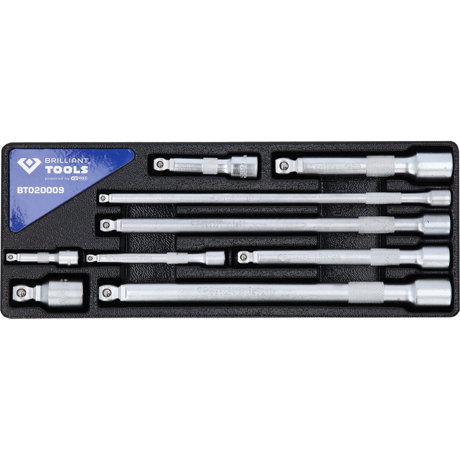 BRILLIANT TOOLS Kippverlängerungs-Satz 1/4" + 3/8" +  1/2" 9tlg. - BT020009