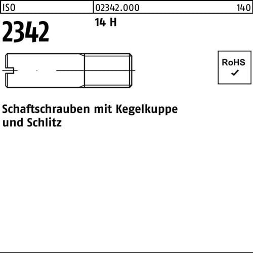 Schaftschraube ISO 2342 Kegelkuppe/Schlitz M6x 40 14 H 100 Stück