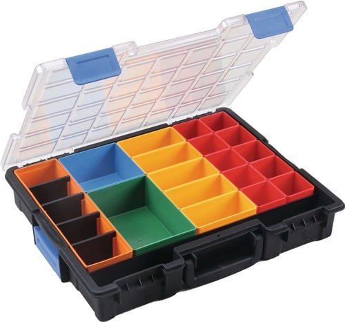 Sortimentskasten B440xT355xH76mm 23 Fächer 4 Trennstege transp.schwarz - 454210