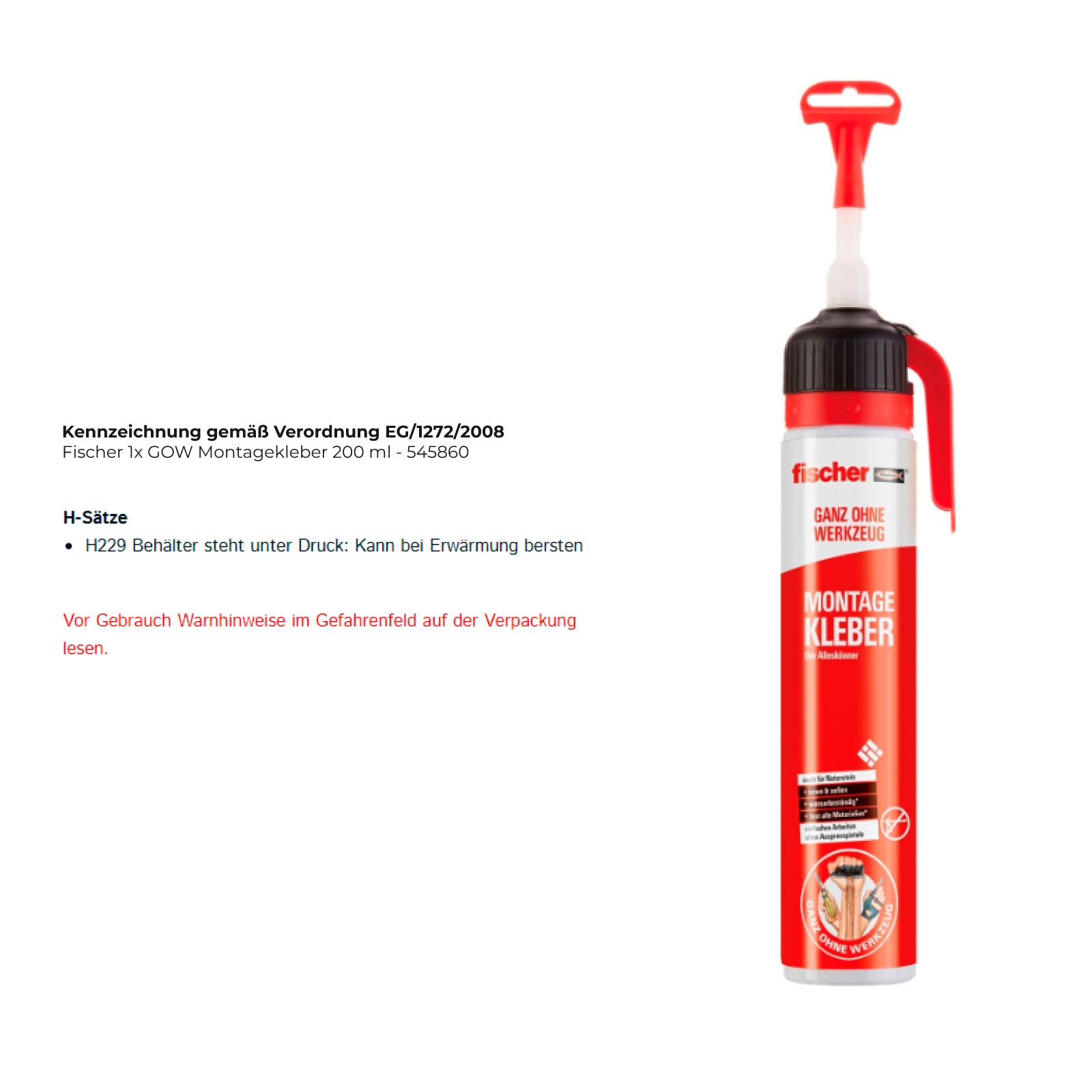Fischer 1x GOW Montagekleber 200 ml - 545860