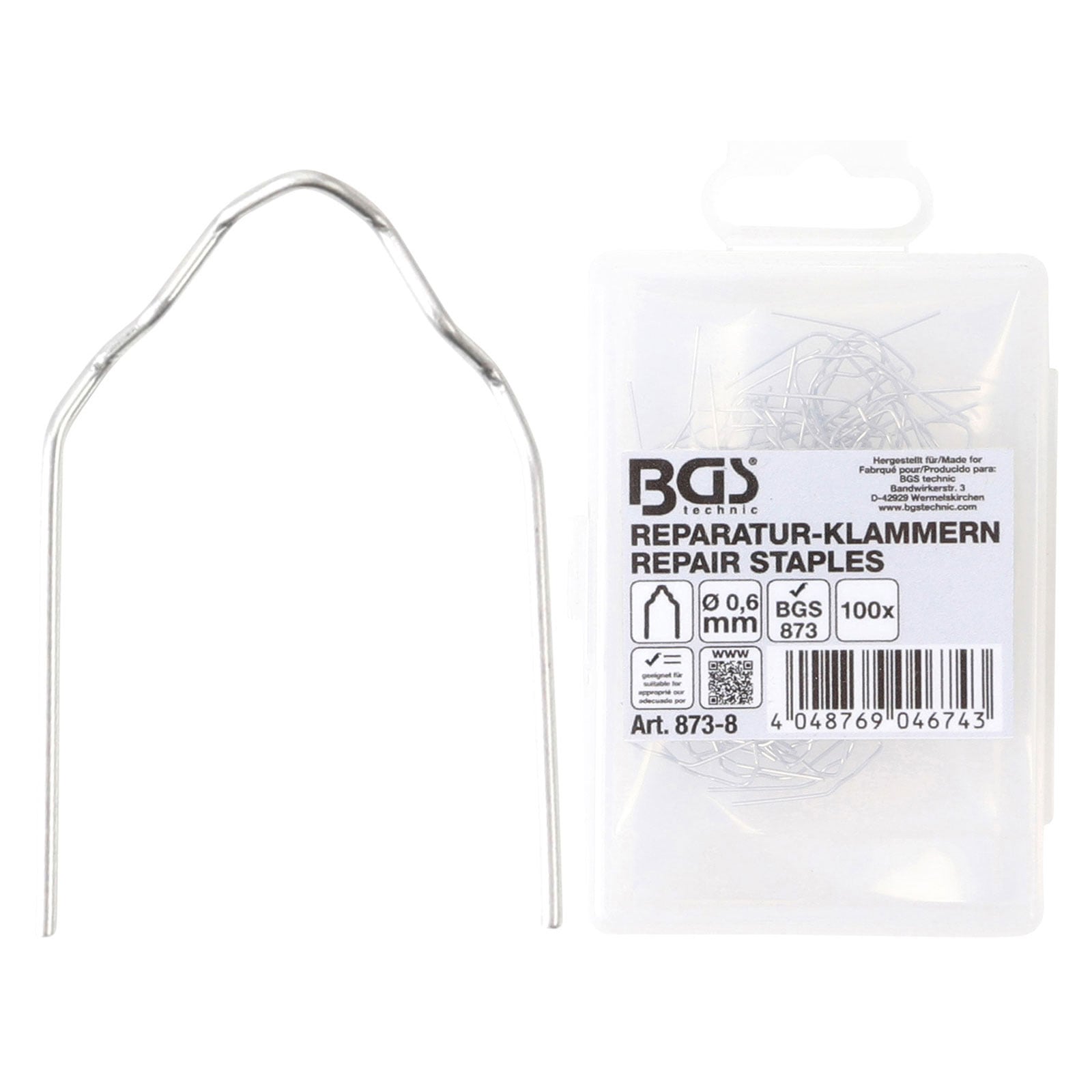 BGS Reparatur-Klammern V-Form Ø 0,6 mm 100tlg. - 873-8