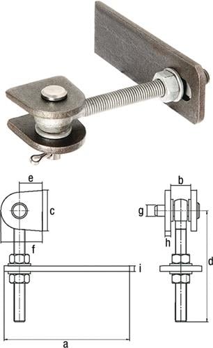 GAH Alberts Verstellbares Torband 146x23x55x130x28x50x16x8mm STA roh Btl - 411138