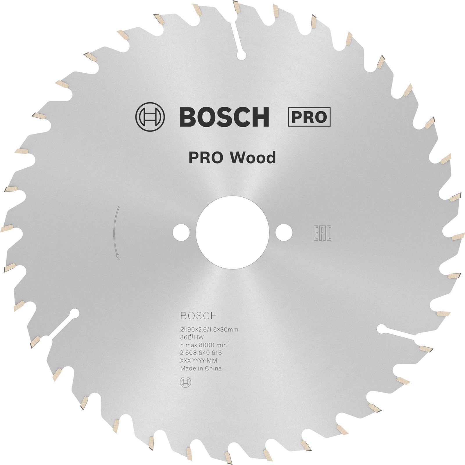 Bosch PRO Wood Kreissägeblatt 190 x 2,6 x 30 mm - 2608640616
