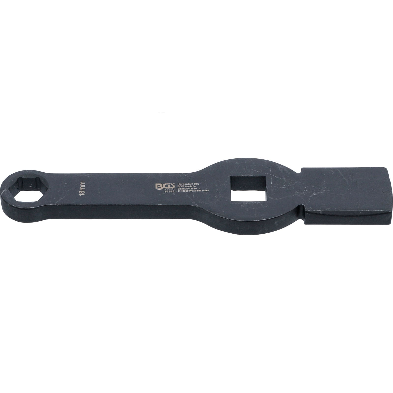 BGS Schlag-Ringschlüssel Sechskant mit 2 Schlagflächen SW 18 mm - 35348