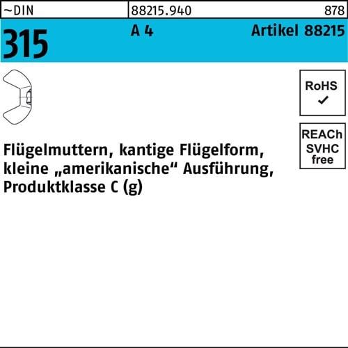 Flügelmutter R 88215 M4 A 4 100 Stück