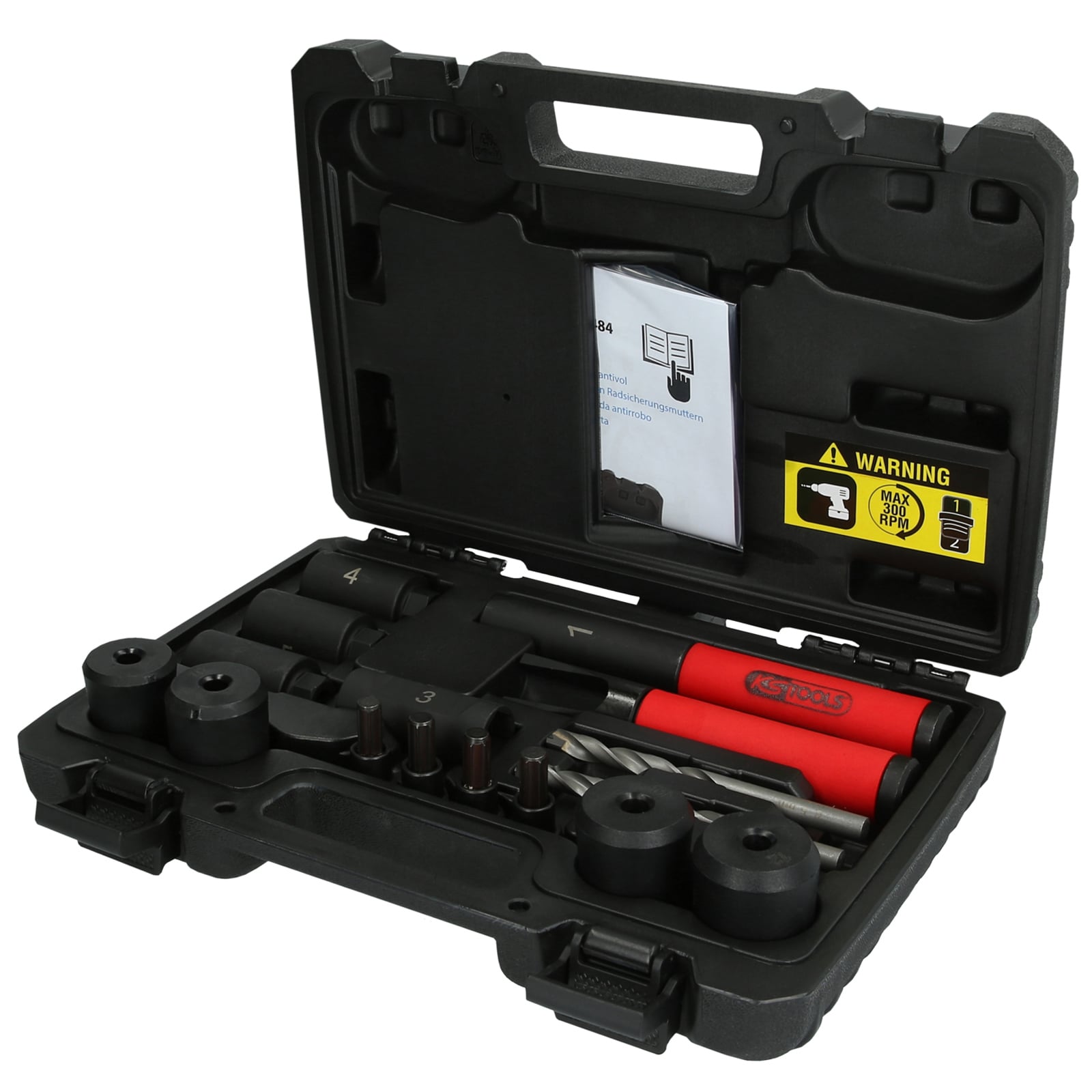 KS TOOLS Felgenschloss-Ausbohr-Satz 16tlg. - 913.1484