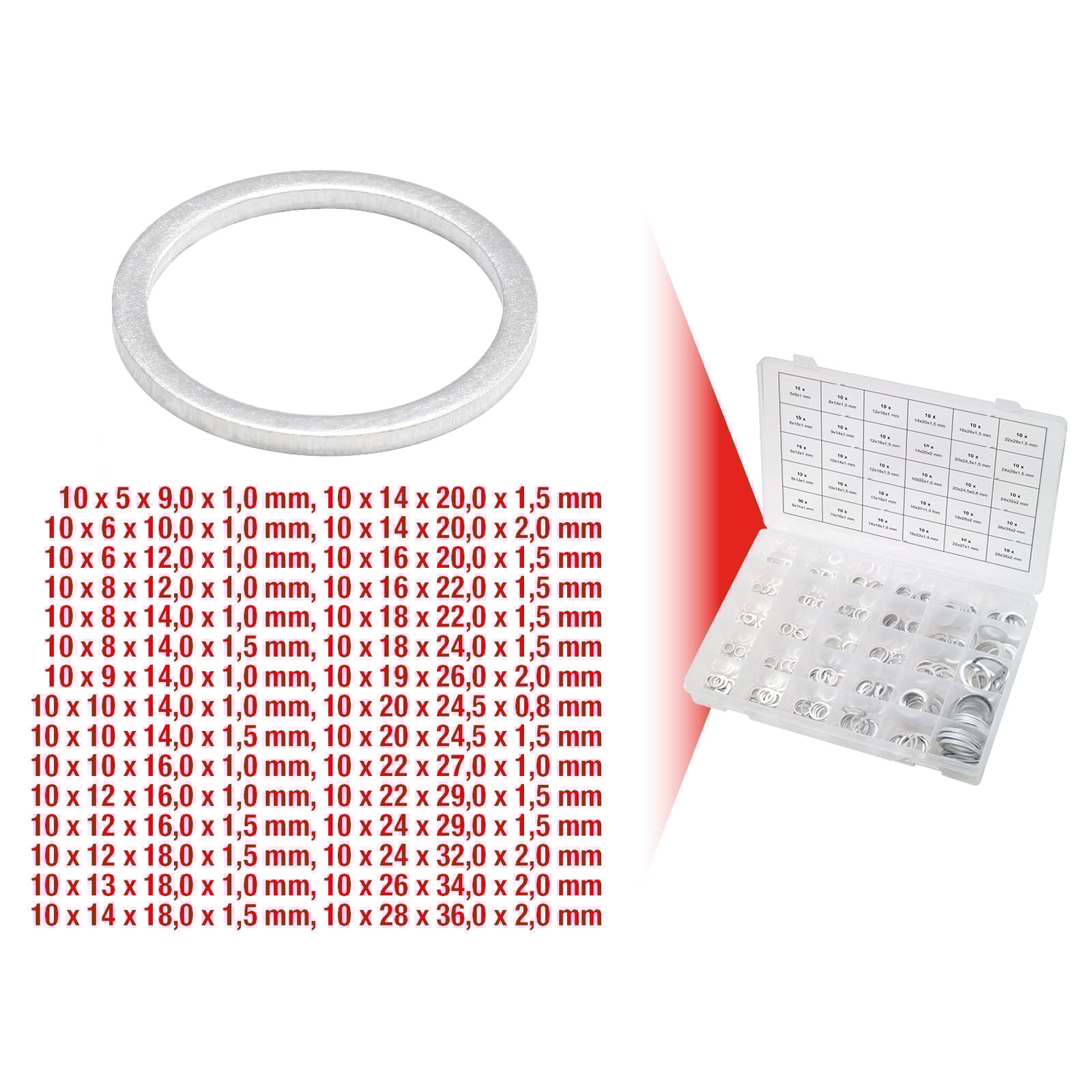 KS TOOLS Sortiment Alu-Dichtringe M5-28 300tlg. - 970.0160