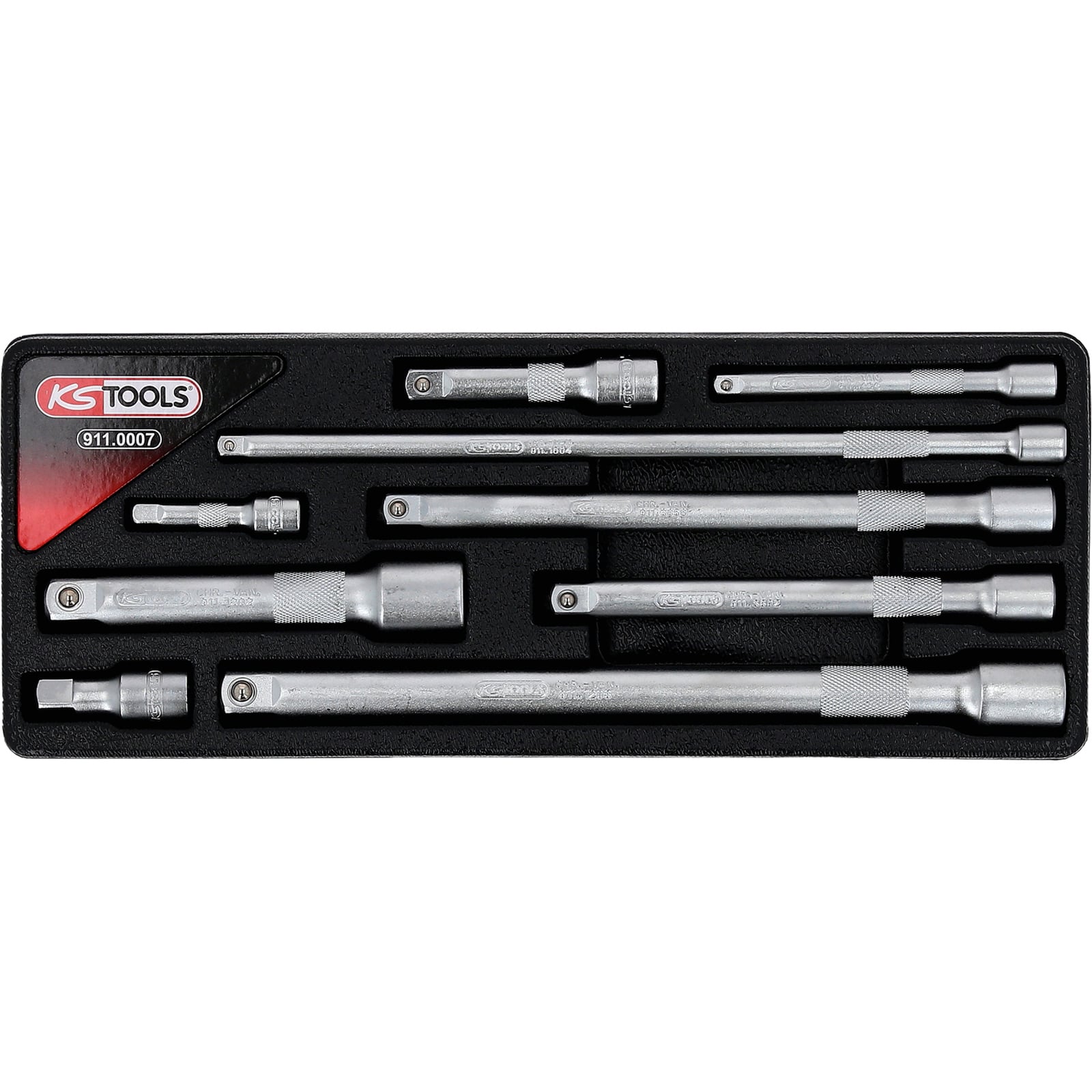 KS TOOLS 1/4"+3/8"+1/2" Verlängerungs-Satz 9tlg. - 911.0007