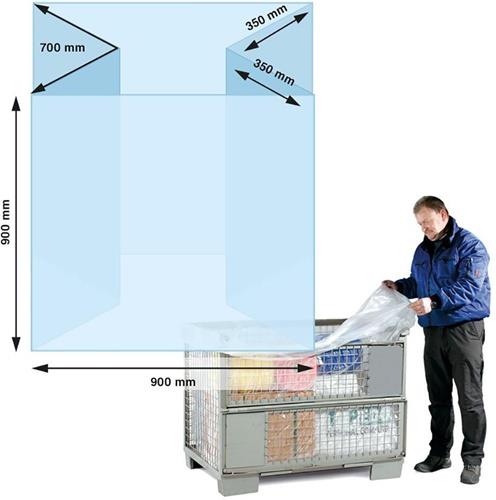 Seitenfaltensack Maße (B+SFxL) 900+700x900mm S.90µ LPDE kurz f.Halbpalette