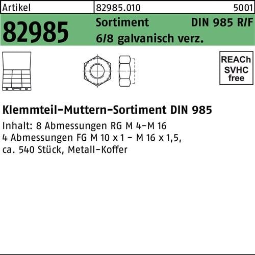Sicherungsmuttersortiment DIN 985 540tlg. Stahl galv.verz. 1 Stück