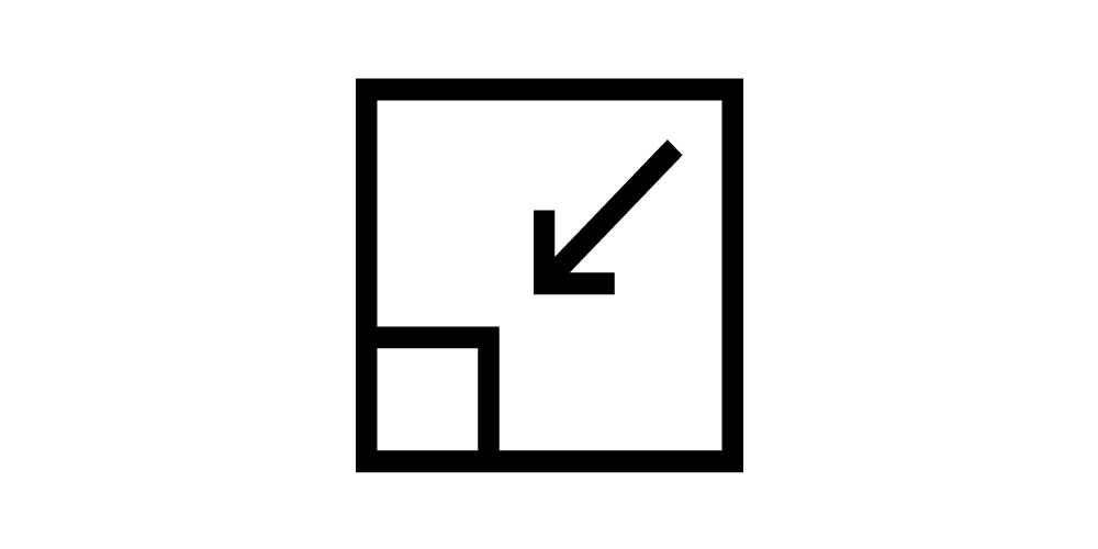 Symbol für kompaktes Design und platzsparende Lösungen Symbol für Kompaktheit und Effizienz
